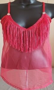 2PC FRINGE CUT SHEER TOP WITH MATCHING PANTY.SS